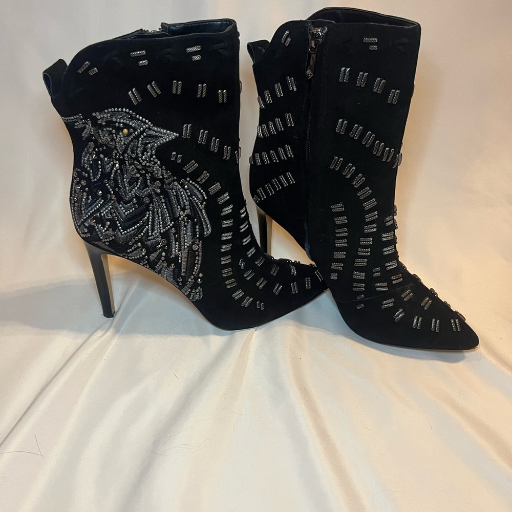 Sam Edelman Black Beaded Women's Melina Ankle Boots 8.5